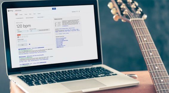 Microsoft อัพเดท Bing ใหม่ ให้เป็นเครื่องช่วยตั้งสายกีต้าร์และเมโทรนอม
