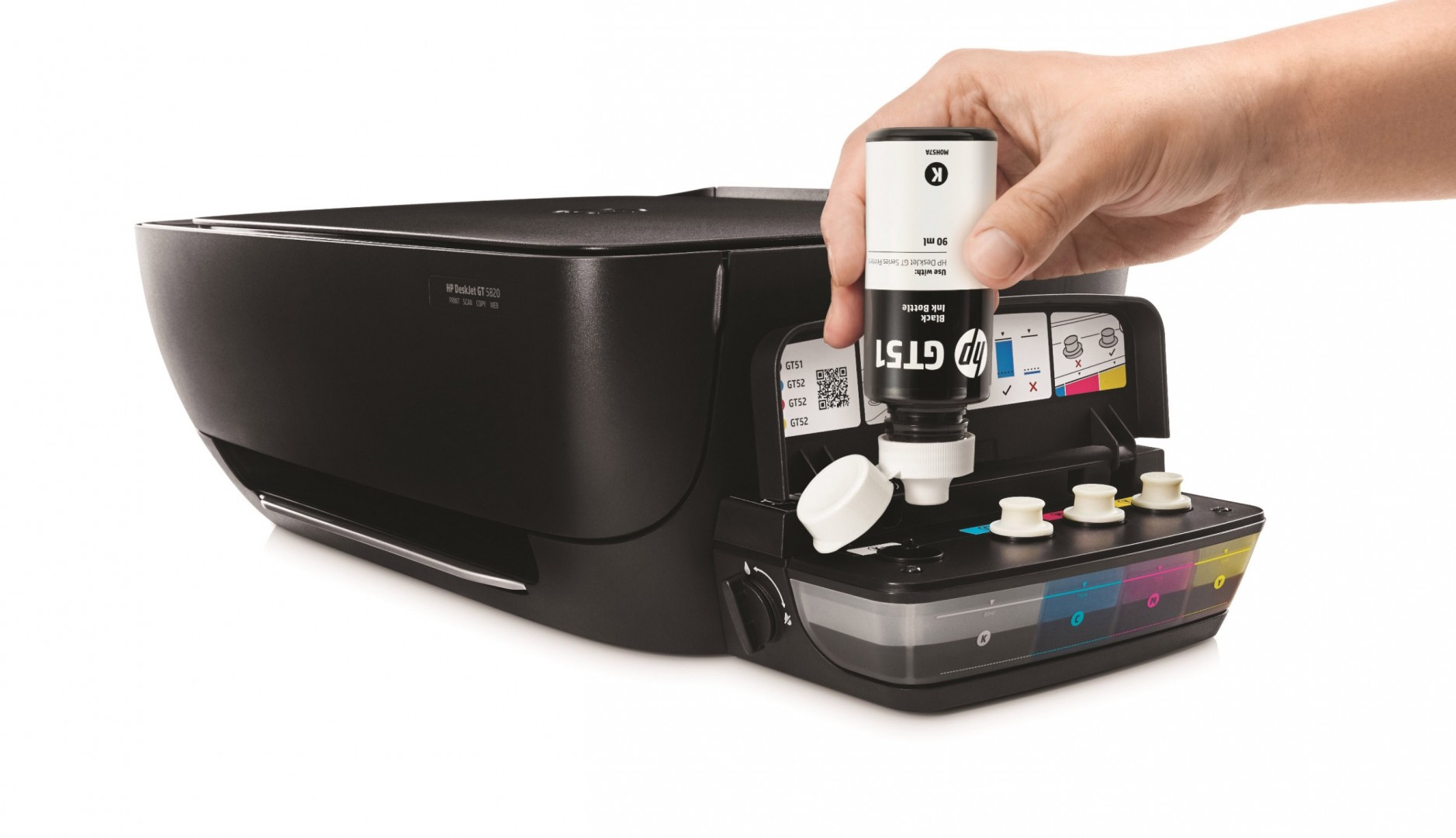 HP DeskJet GT Series Ink Bottles (Black), In use refilling printer (2)