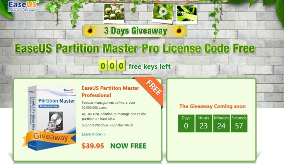 แบไต๋ดีลแจกฟรี โปรแกรมจัดการฮาร์ดดิส EaseUS Partition Master Professional รีบด่วนก่อนหมดเวลา!!