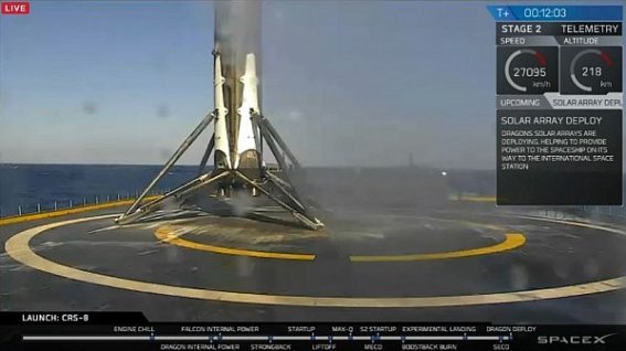 SpaceX สร้างประวัติศาสตร์ ลงจอดบนเรือกลางทะเลได้สำเร็จ