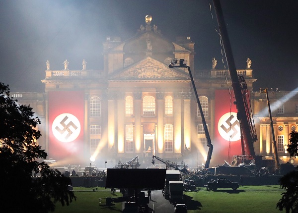 Picture Shows: GV, General View September 20, 2016 Pictures show the Nazi eagle and swastika on license plates to be used on vehicles during filming of 'Transformers: The Last Knight' causing upset at Blenheim Palace the birthplace of Sir Winston Churchill in Oxfordshire, England. Blenheim was used during the second World War as a home for evacuated boys and the home guard then later used by the MI5. Work was underway today as the team behind Hollywood blockbuster 'Transformers: The Last Knight' prepare for some upcoming high octane scenes set at the Palace. Exclusive WORLDWIDE RIGHTS Pictures by : FameFlynet UK ¿ 2016 Tel : +44 (0)20 3551 5049 Email : info@fameflynet.uk.com