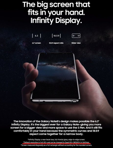 อย่าเพิ่งตกใจ! หน้าจอ Samsung Galaxy Note 8 เป็น Full Hd+ (1080 X 2220  พิกเซล) แต่เปลี่ยนเป็น Quad Hd+ (1440 X 2960 พิกเซล) ได้ - #Beartai