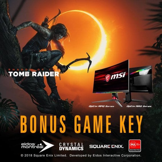 MSI จัดให้! เพียงซื้อเกมมิ่งมอนิเตอร์รุ่นที่ร่วมรายการรับฟรีทันที Shadow of the Tomb Raider