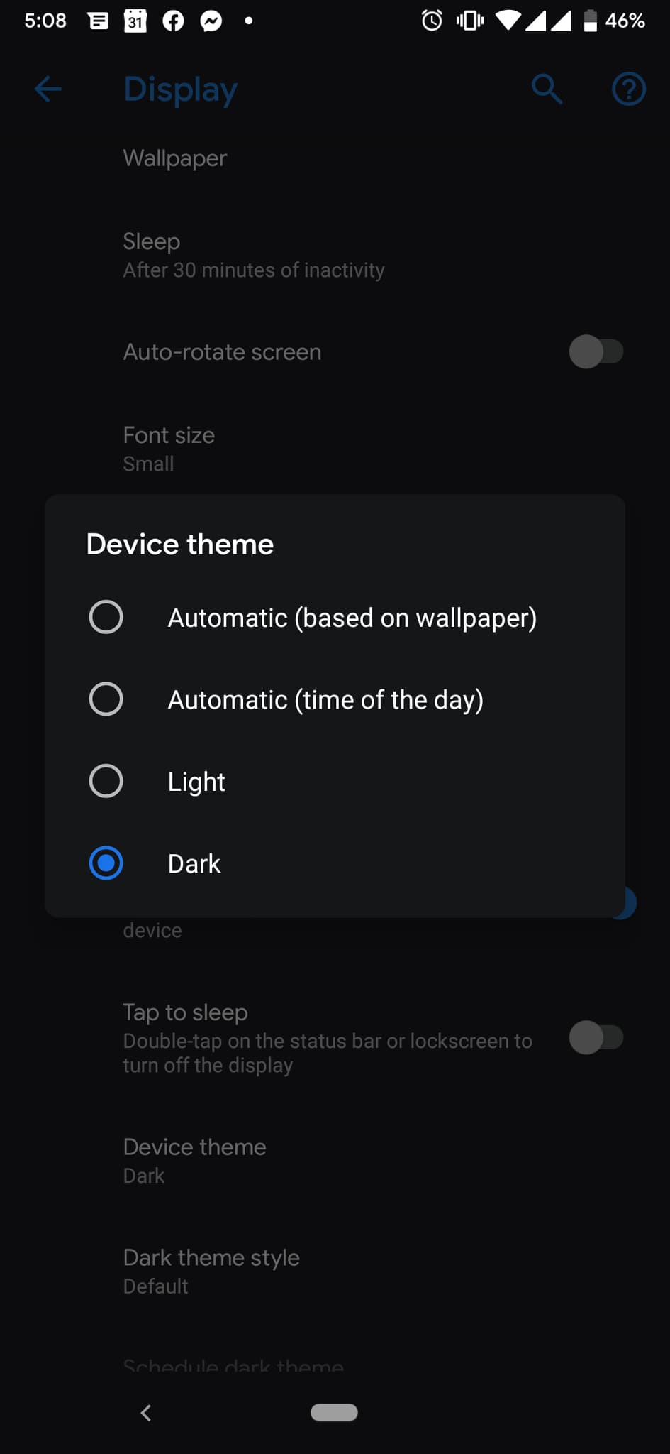 Dark Theme Setting