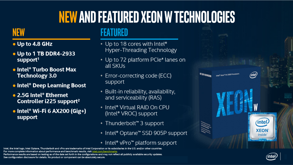 เปิดตัว Intel Xeon W-2200 Processors ใหม่ล่าสุดสำหรับ Workstation