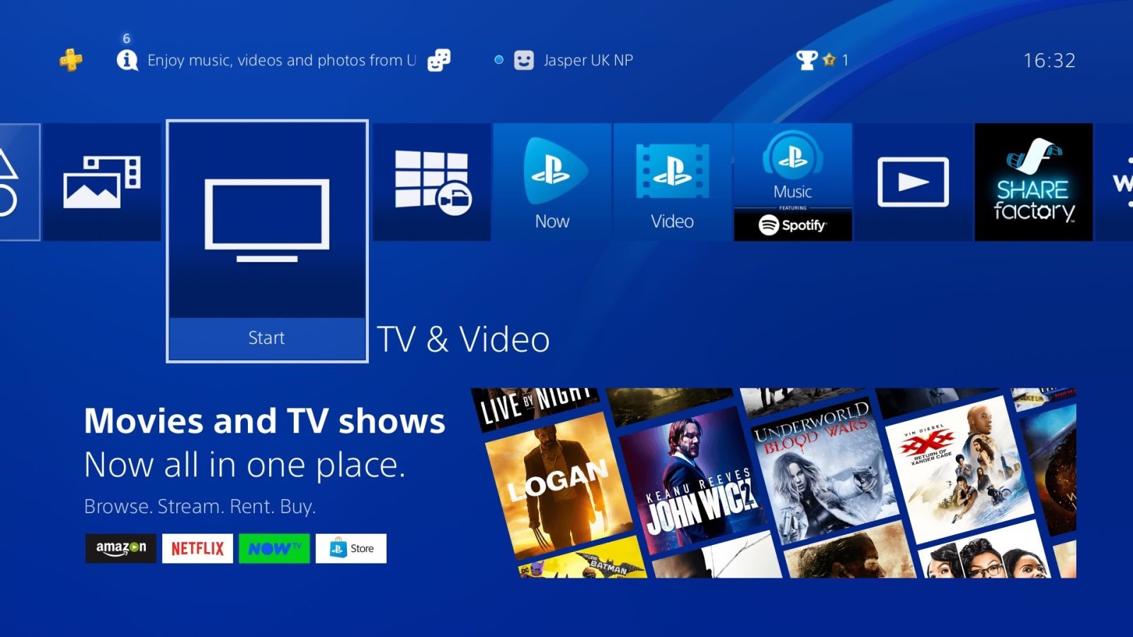 PlayStation 4 Home Screen