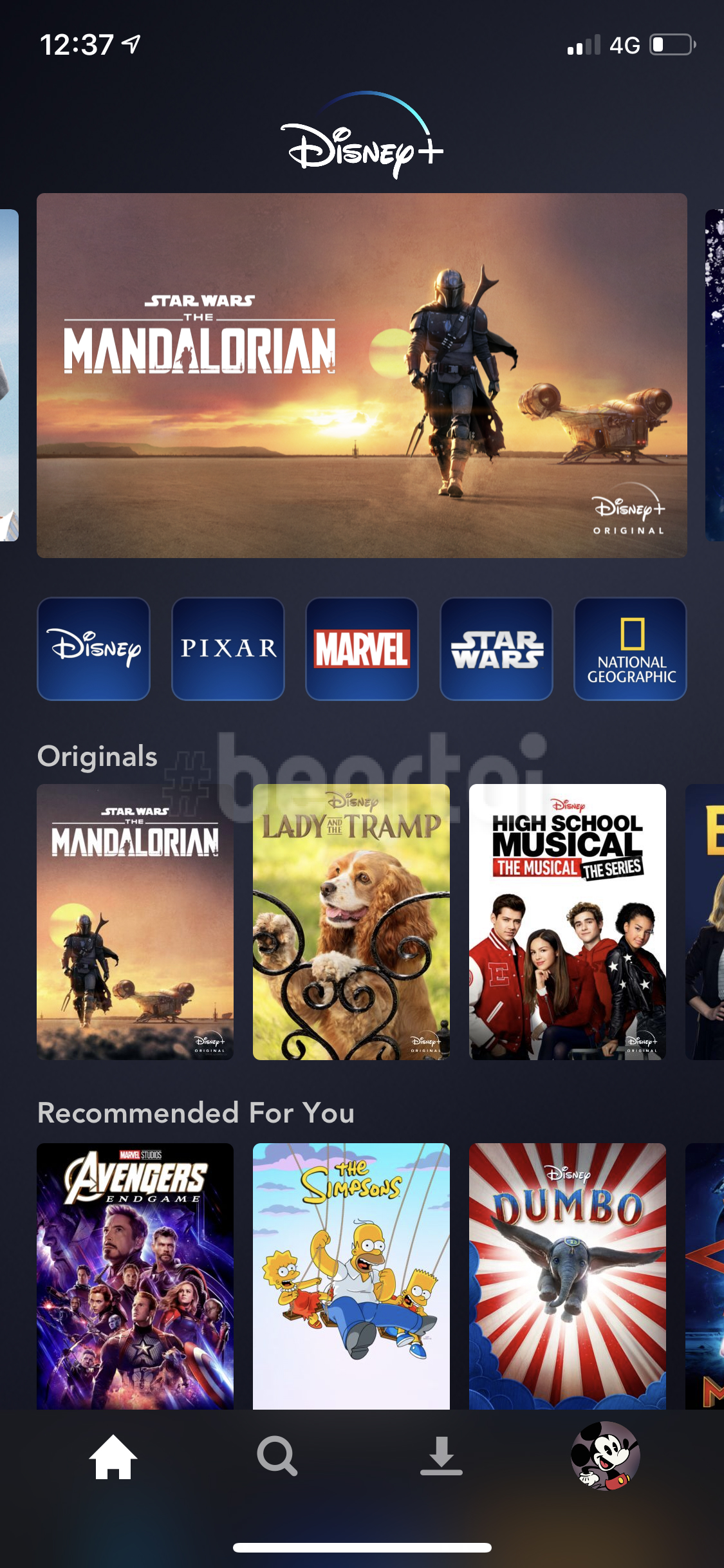 หน้าแรกของ Disney+