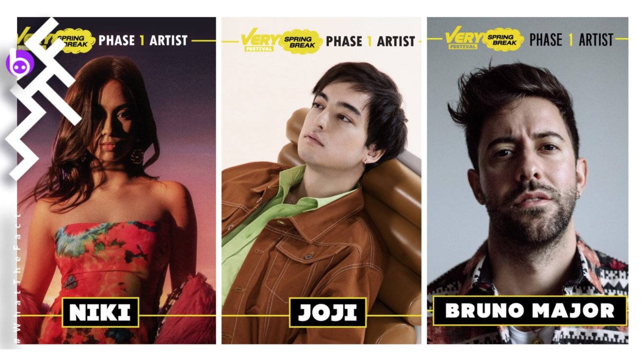 สุดปัง !!! “VERY FESTIVAL: SPRING-BREAK 2020” ประกาศไลน์อัพระลอกแรกมี “JOJI” “NIKI” “BRUNO MAJOR”