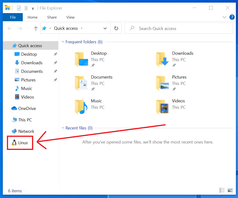 linux บน file explorer windows 10