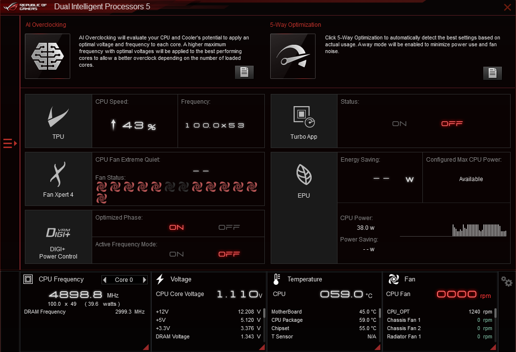 หน้าตาของโปรแกรม AI Suite 3