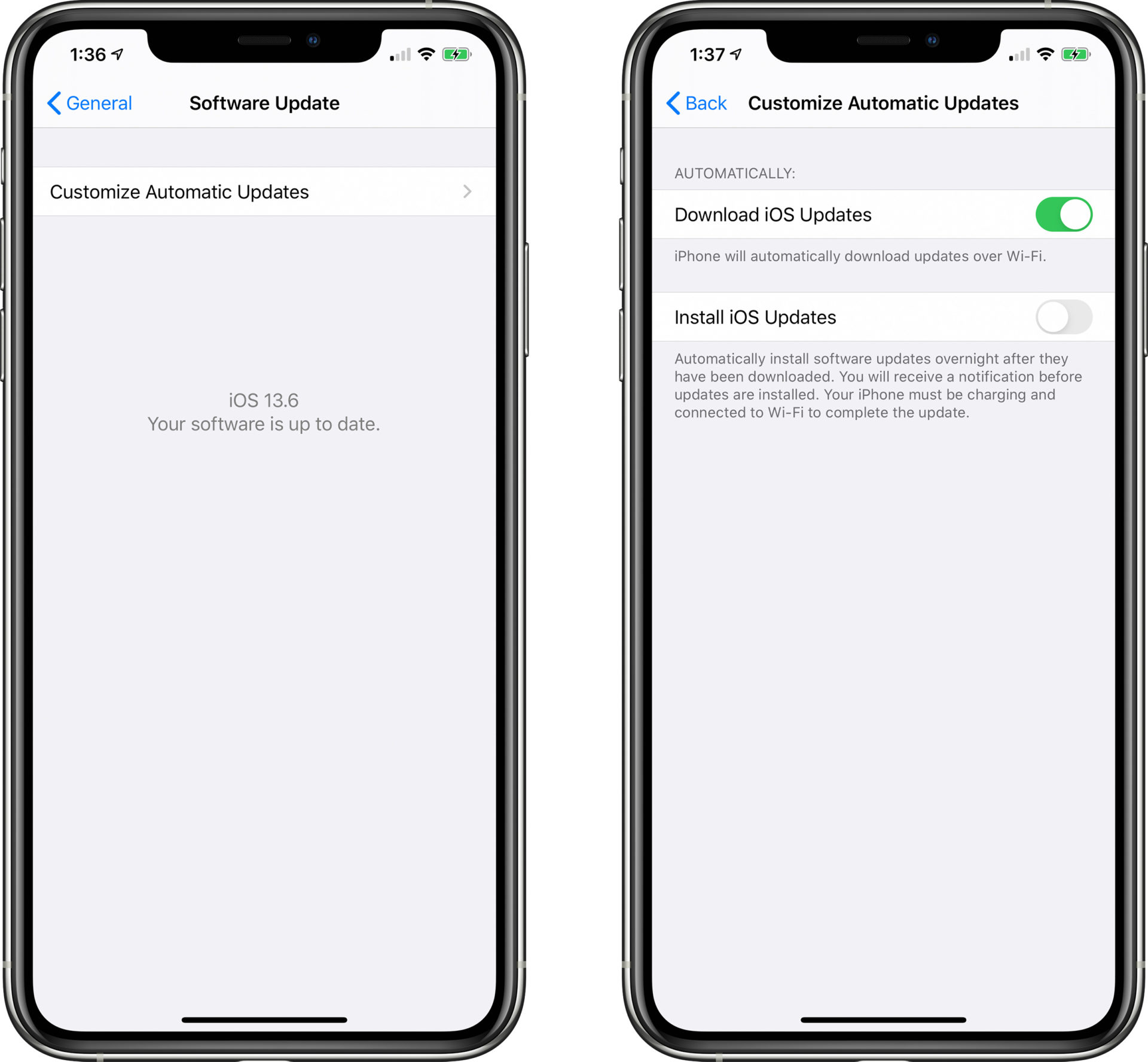 iOS 13.6 ตัวเลือกปิดอัปเดตอัตโนมัติ