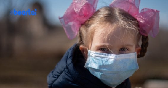 A child in a medical mask during a coronavirus pandemic