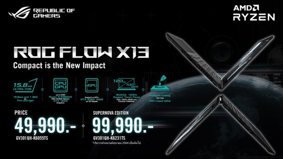 ROG เผยโฉม Flow X13 เกมมิ่งโน้ตบุ๊กแบบพับหน้าจอได้และ XG Mobile กราฟิกการ์ดต่อแยก