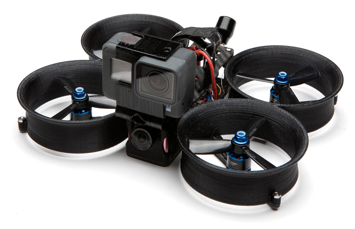 Cinewhoop quadcopter คือโดรนหน้าตาประมาณนี้ ซึ่งมีหลายแบรนด์ หรือจะทำเองก็ได้