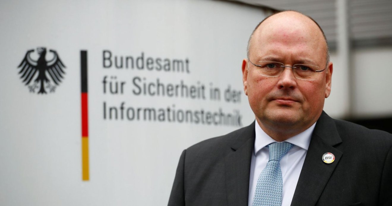 Arne Schoenbohm, president of Germany's BSI, national cyber defence body poses for a picture in front of the BSI's headquarters in Bonn, Germany, January 4, 2019, after personal data and documents of German politicians and public figures have been published online. REUTERS/Wolfgang Rattay