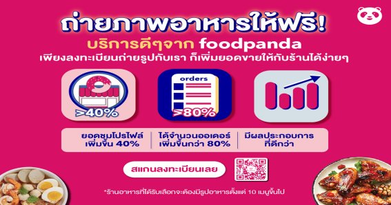 foodpanda ชวนร้านค้าตอบสนองลูกค้ายุคใหม่ มอบบริการถ่ายภาพอาหารให้ฟรี ปังทุกด้าน ร้านค้ากดไลก์ ลูกค้ากดเลิฟ