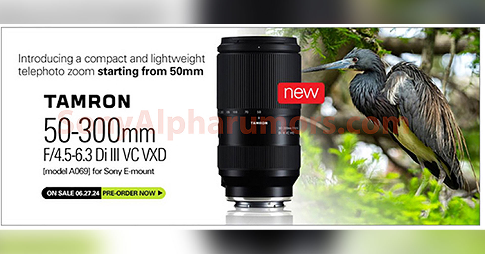 หลุด ! TAMRON 50-300mm F4.5-6.3 Di III VC VXD เลนส์เทเลซูม กำลังขยาย 1:2 หนักแค่ 665 กรัม