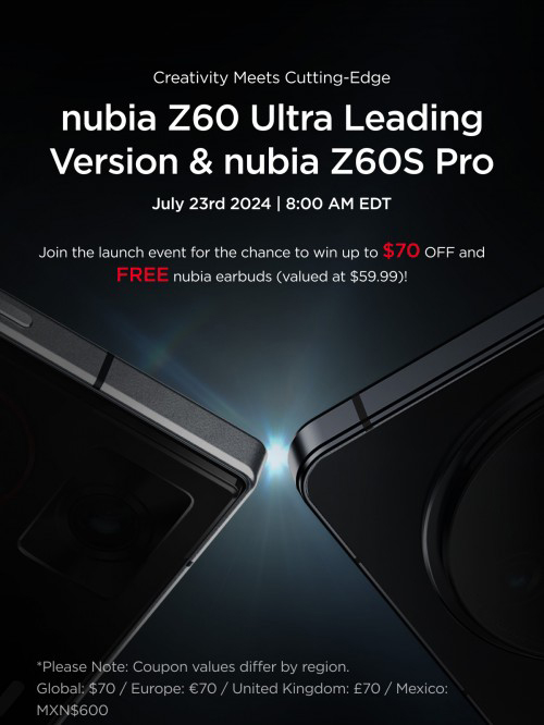 Nubia annuncia la data di lancio della Z60 Ultra Leading Version e dello Z60S Pro il 23 luglio.