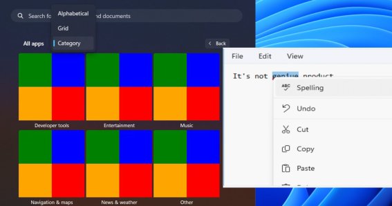 ฟีเจอร์ใหม่ Windows 11 – Start Menu จัดประเภทแอปฯ ได้, Notepad ตรวจการสะกดคำได้