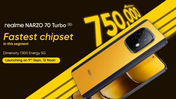 เผยสเปก realme Narzo 70 Turbo ชิป MediaTek Dimensity 7300 Energy จอ 120Hz ชาร์จไว 67W