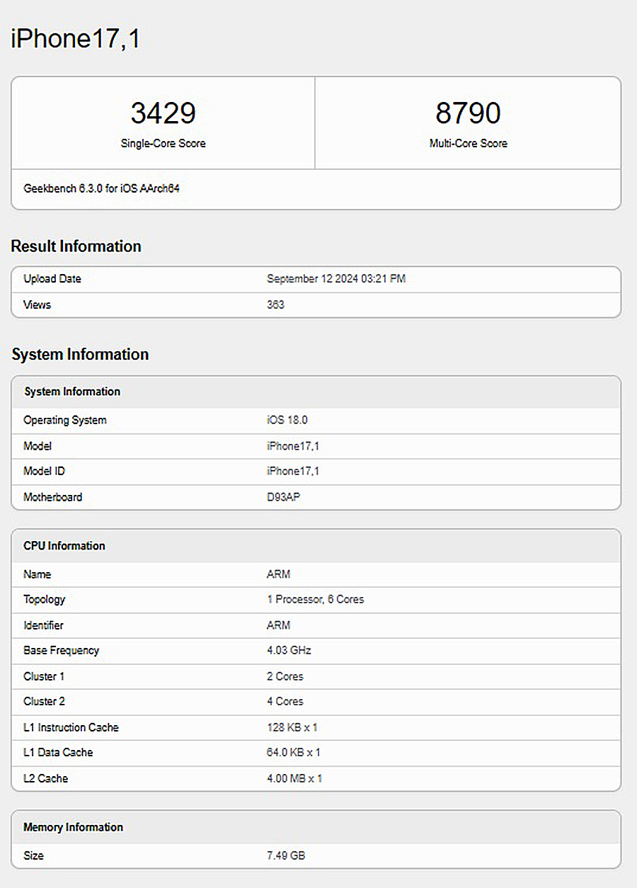 iPhone 16 benchmark