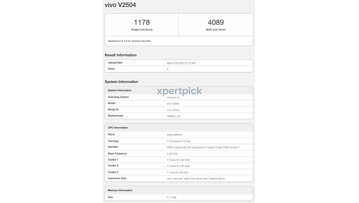 vivo V50 Pro Geekbench